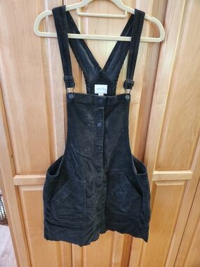 American Eagle Outfitters Black Corduroy Pinafore Romper